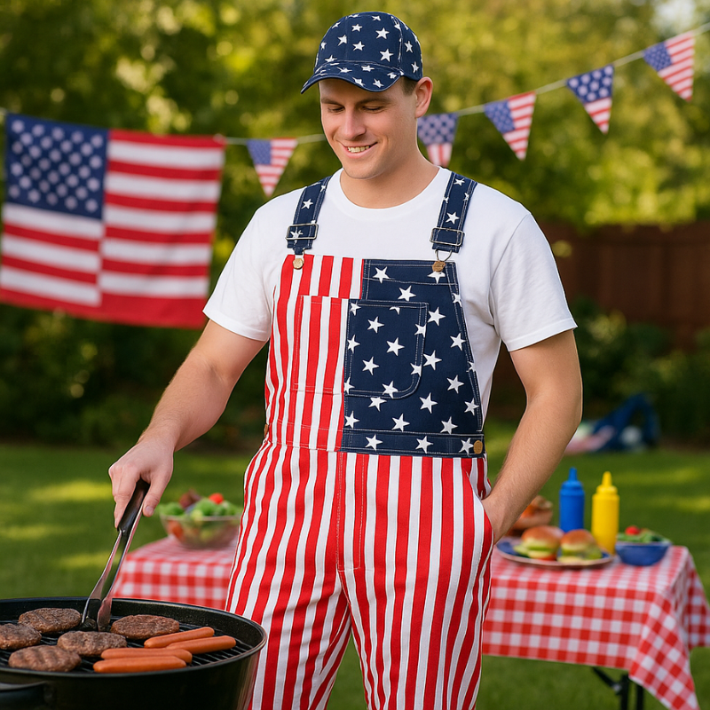 American Flag Long Overalls