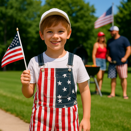 American Flag Kids Overalls