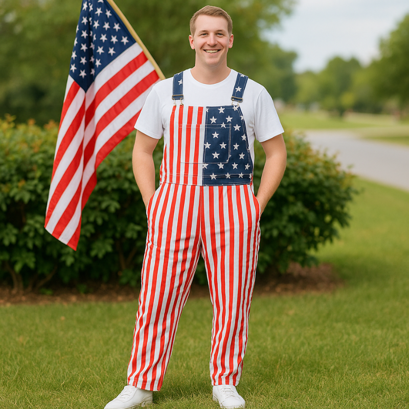 American Flag Long Overalls