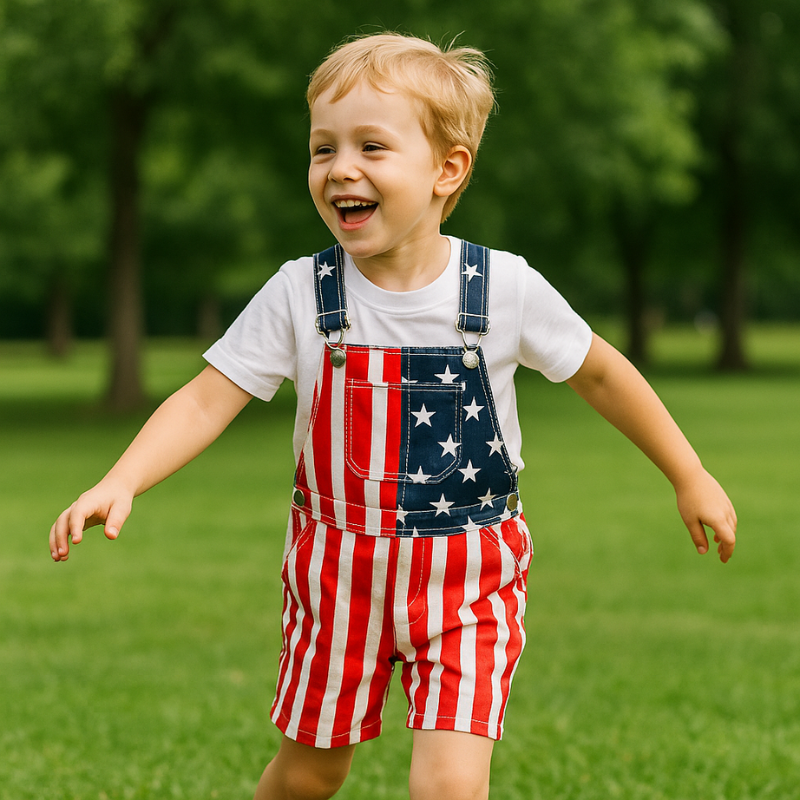 American Flag Kids Overalls