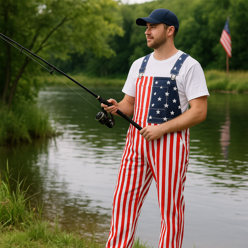 American Flag Long Overalls