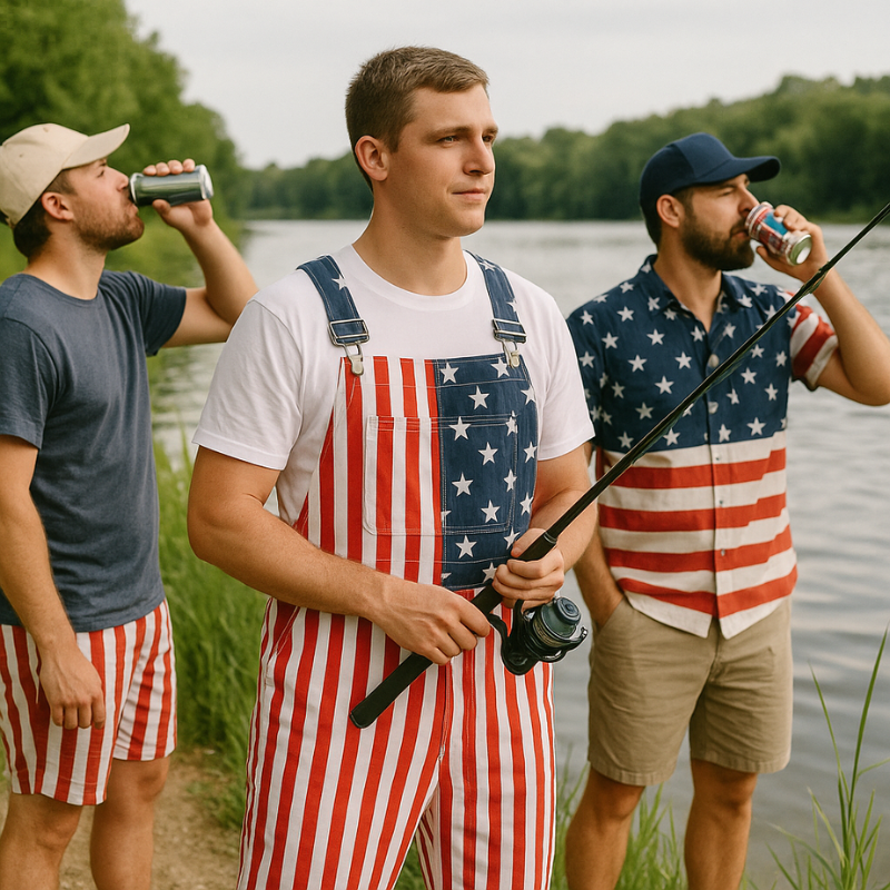 American Flag Long Overalls