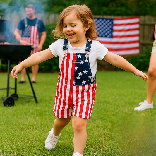American Flag Kids Overalls