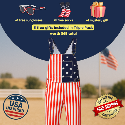 American Flag Long Overalls